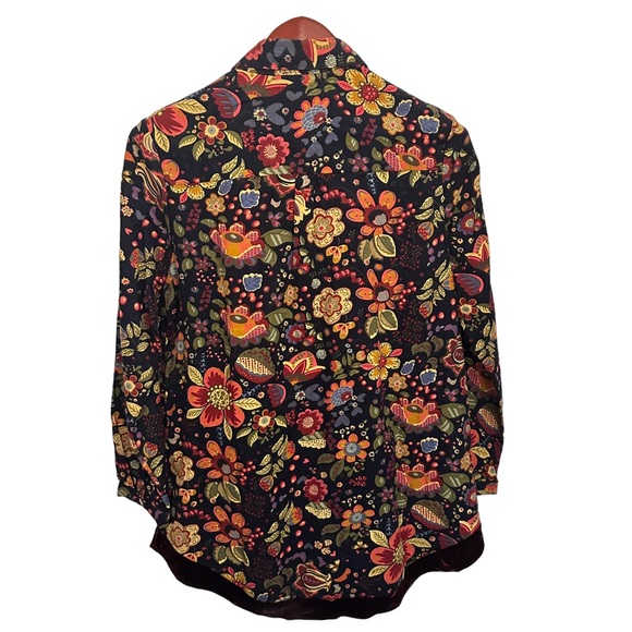 Amanda Blue Velvet Trimmed Shirt M - Picture 3 of 6